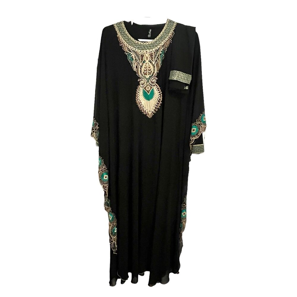 Middle Eastern Embroidered Beaded Abaya Afghan
